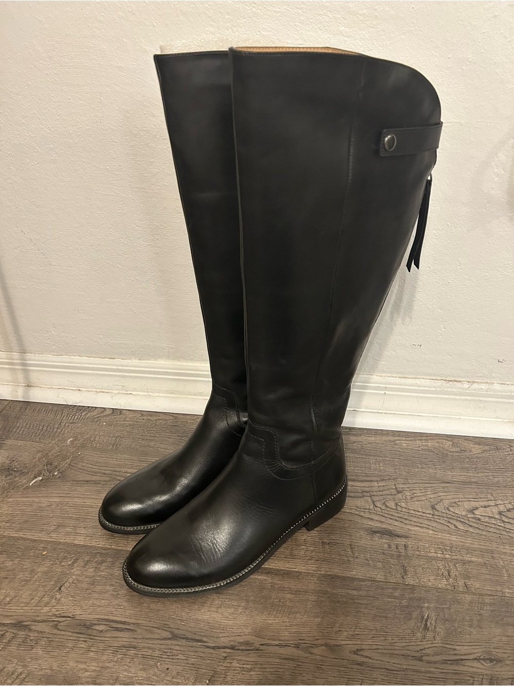 Franco Sarto Brinkley Equestrian Black Knee High Leather Riding Boots NWOT